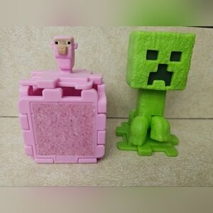 2025 McDonald's Minecraft Happy Meal Toy Pink Wool Block & Pink Sheep/Creeper